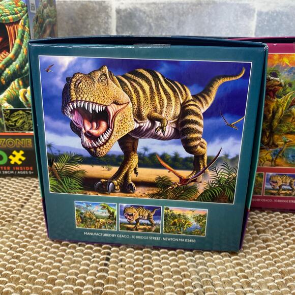 Four Puzzles Dino Glow Zone 100 piece puzzles Glow in the dark 2 New and 2 used - Picture 9 of 10